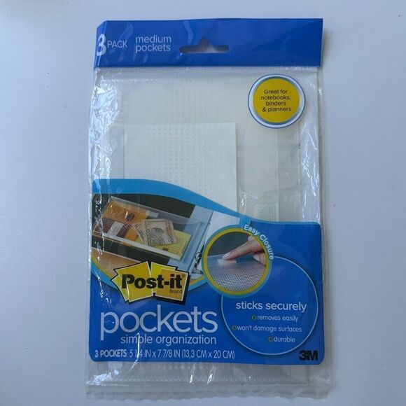 Post-it Medium Wall Pocket 5.3" x 7.9" Wall Mountable Clear Vinyl - 3 / Pack - Picture 1 of 2